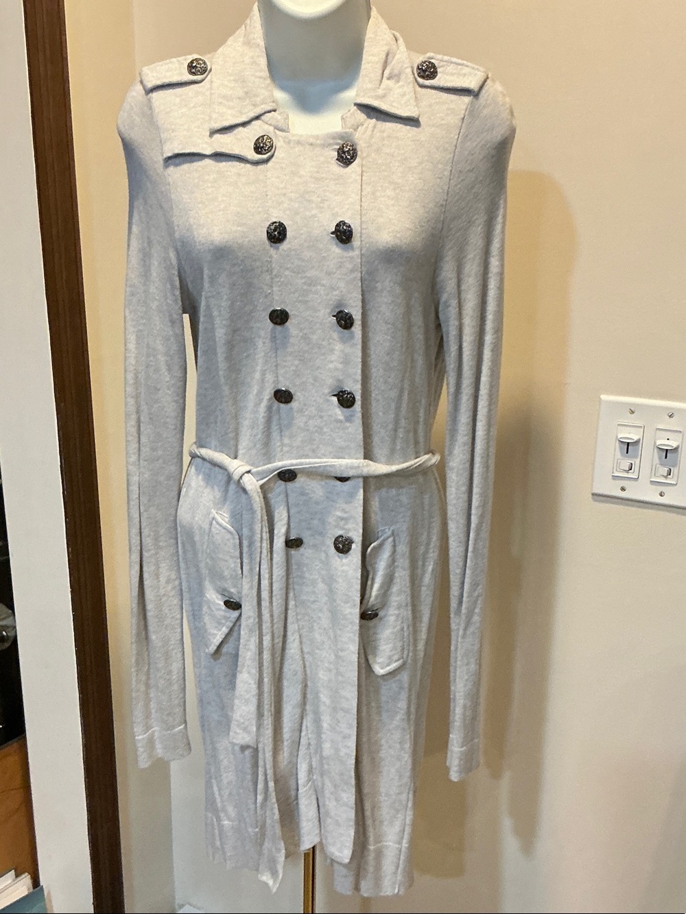 VTG FREE PEOPLE KNIT TRENCH SWEATER COAT